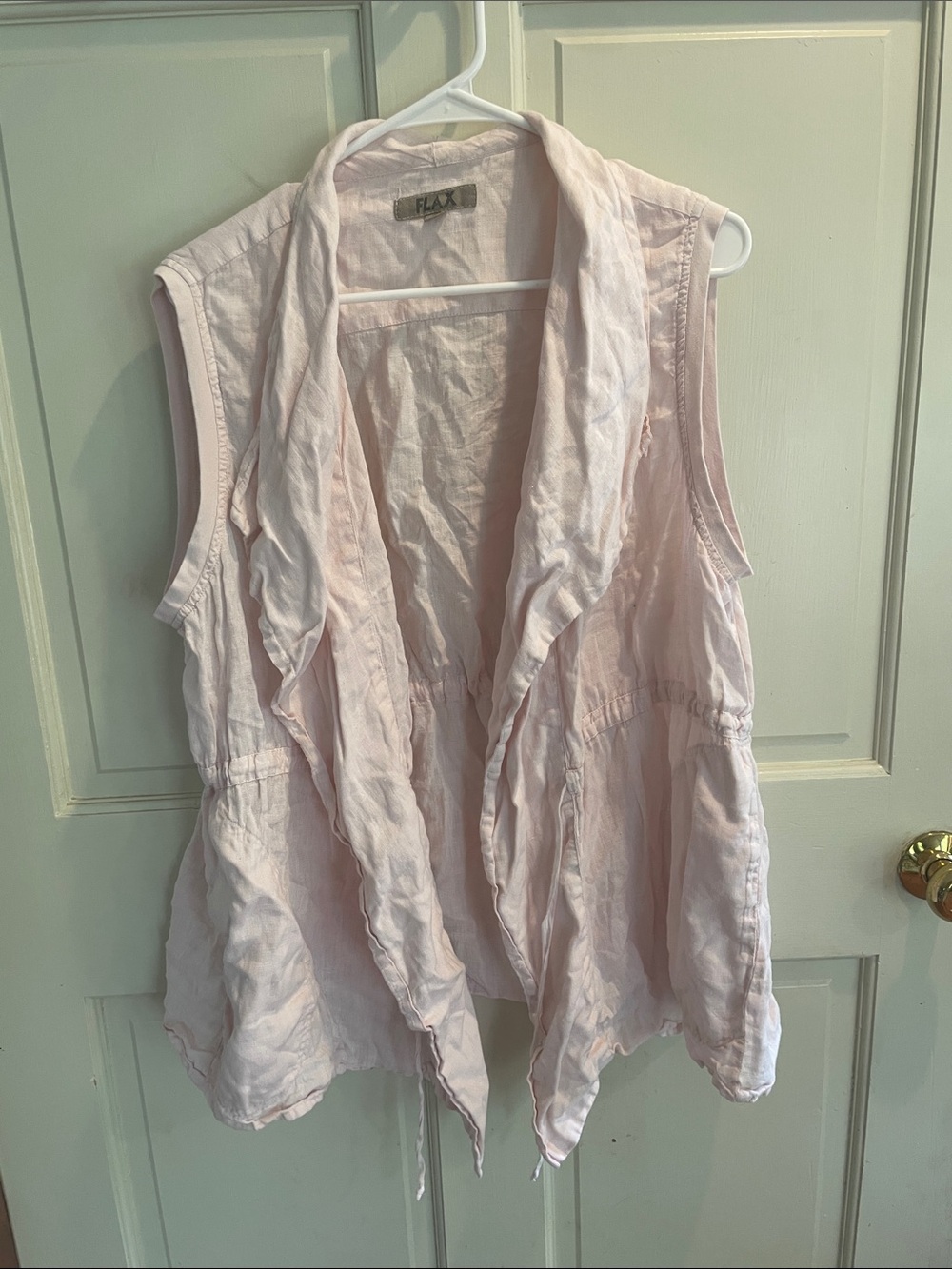 Flax Light Pink Sleeveless Draped Open Vest